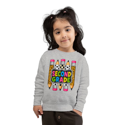 Second Grade Toddler Sweatshirt — Colorful Pencils Back-to-School Crewneck