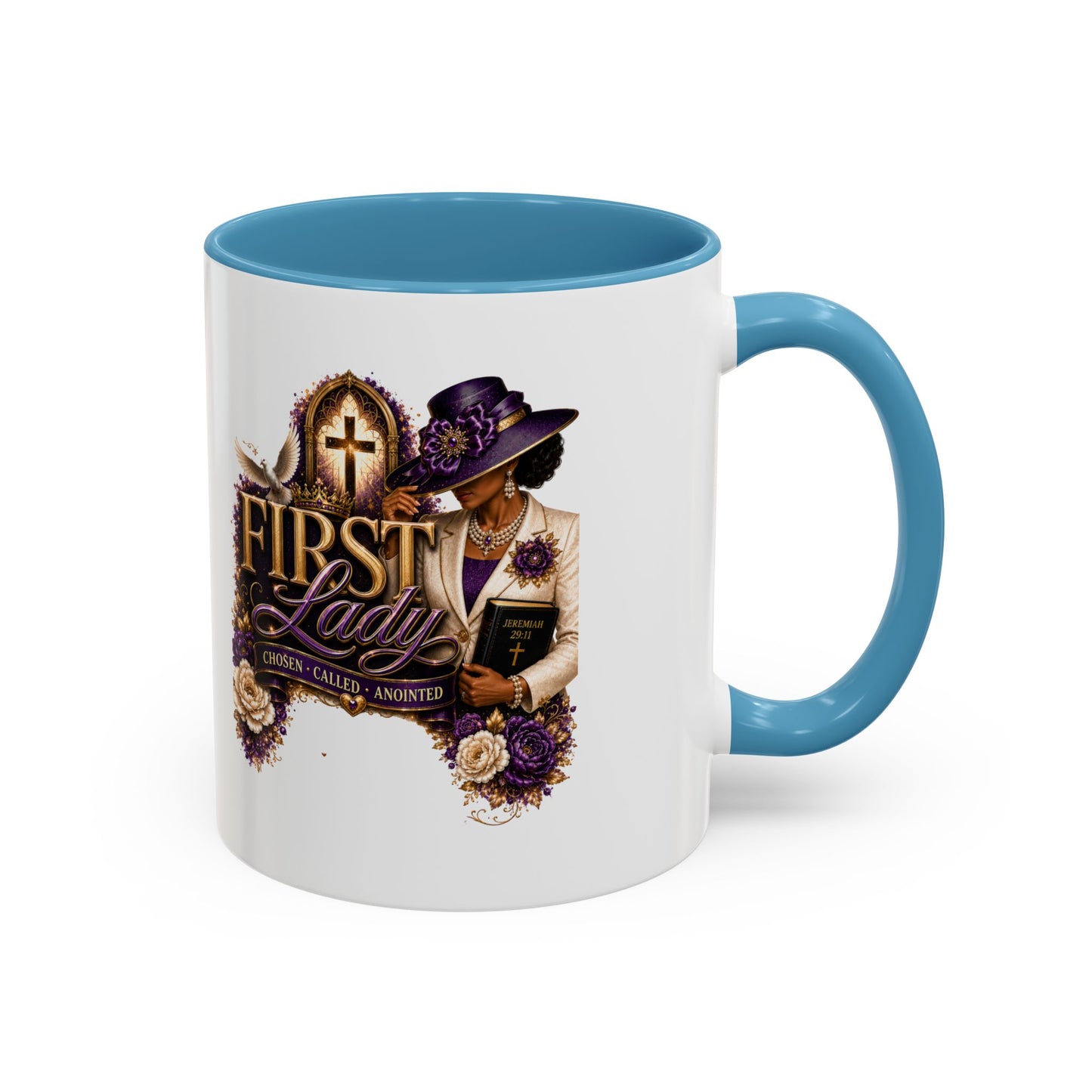 First Lady Church Coffee Mug — Elegant Purple Hat Gospel Tea Cup (11/15oz)