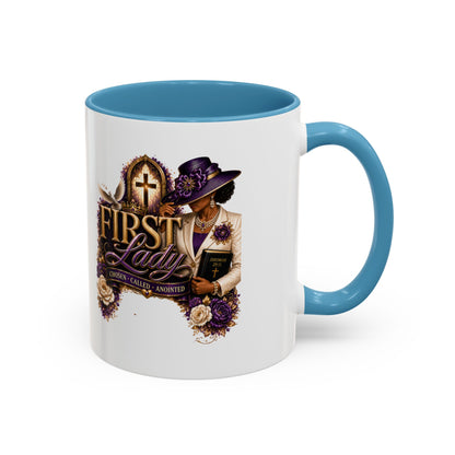 First Lady Church Coffee Mug — Elegant Purple Hat Gospel Tea Cup (11/15oz)