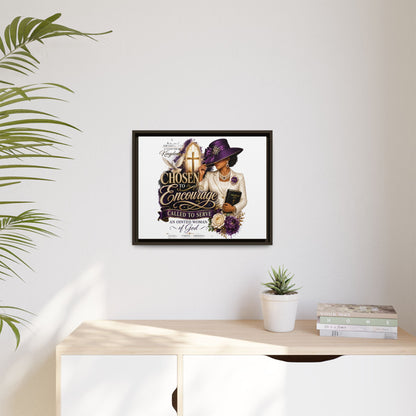 Chosen to Encourage — Framed Faith Canvas Wall Art (Called to Serve, Anointed Woman of God)