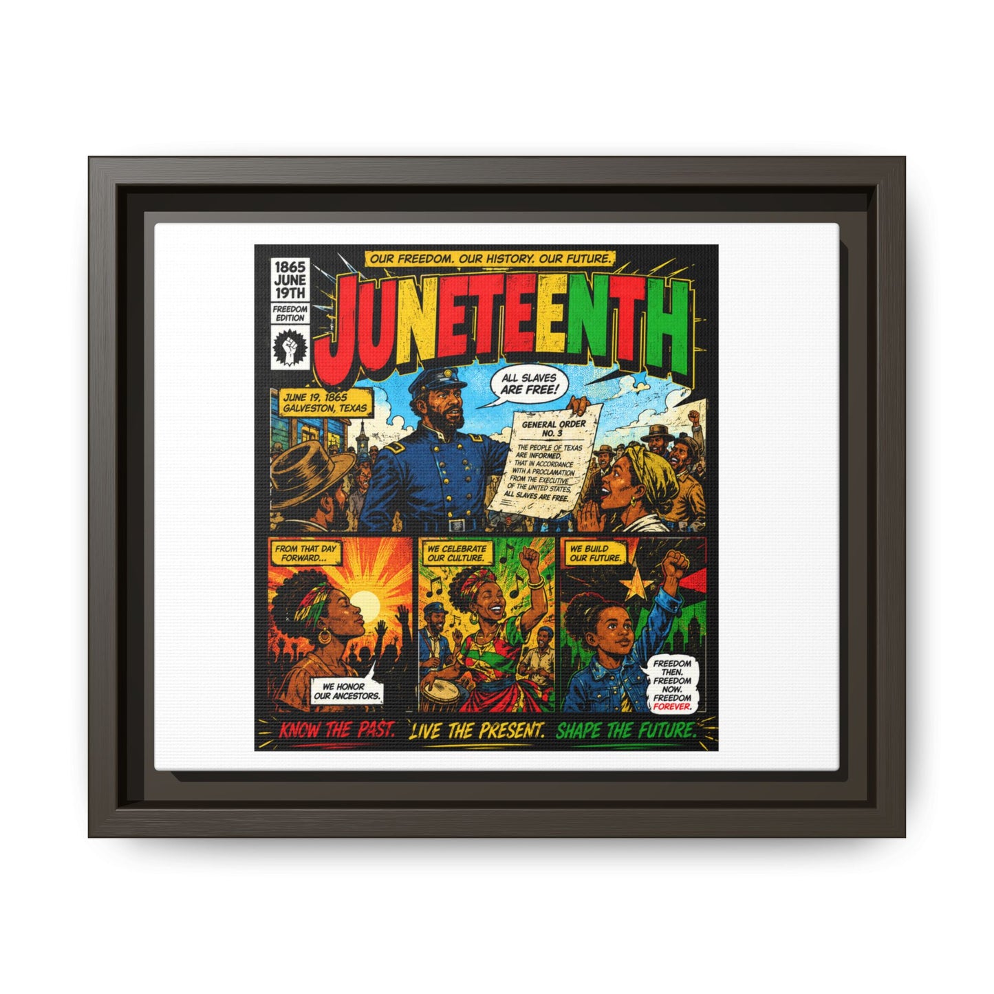 Juneteenth Comic Art Canvas - Framed Matte Wall Decor