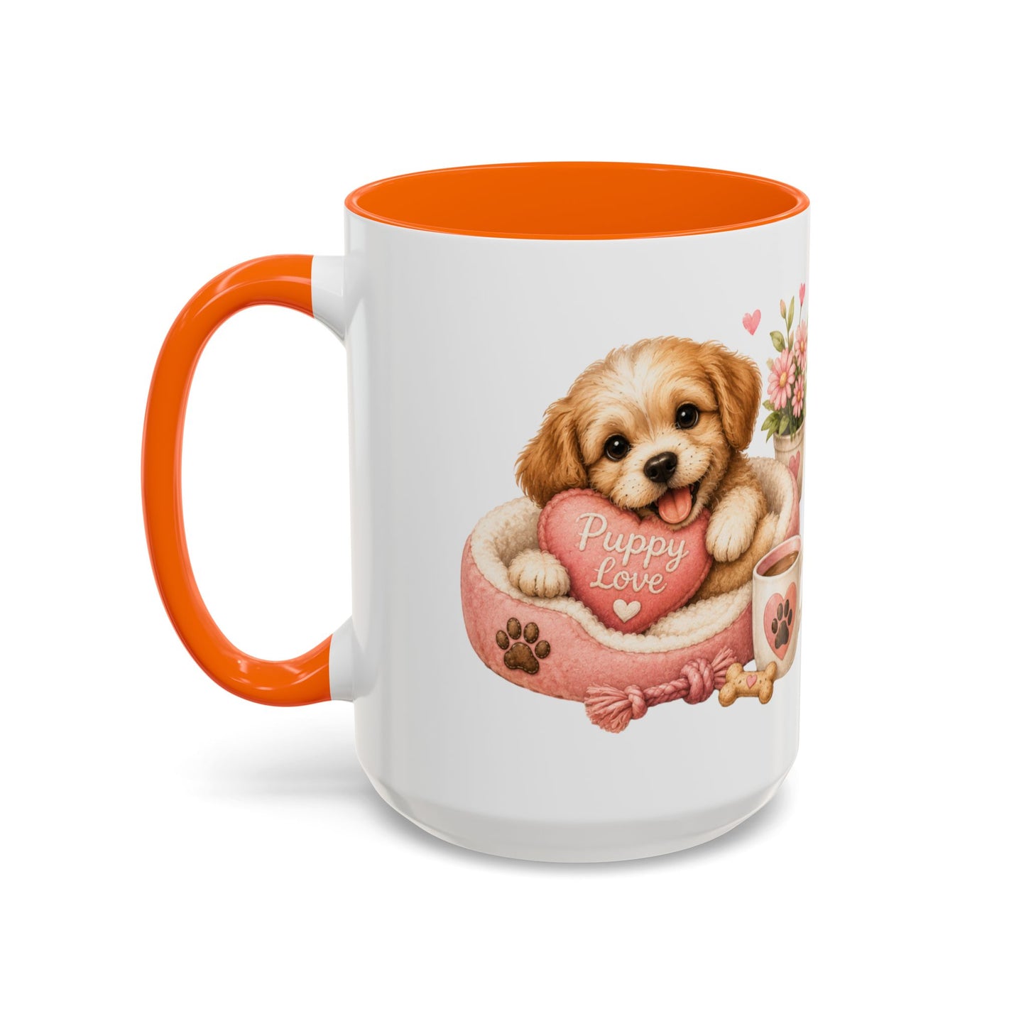 Puppy Love Coffee Mug — Cute Dog Heart Accent Mug (11/15oz)