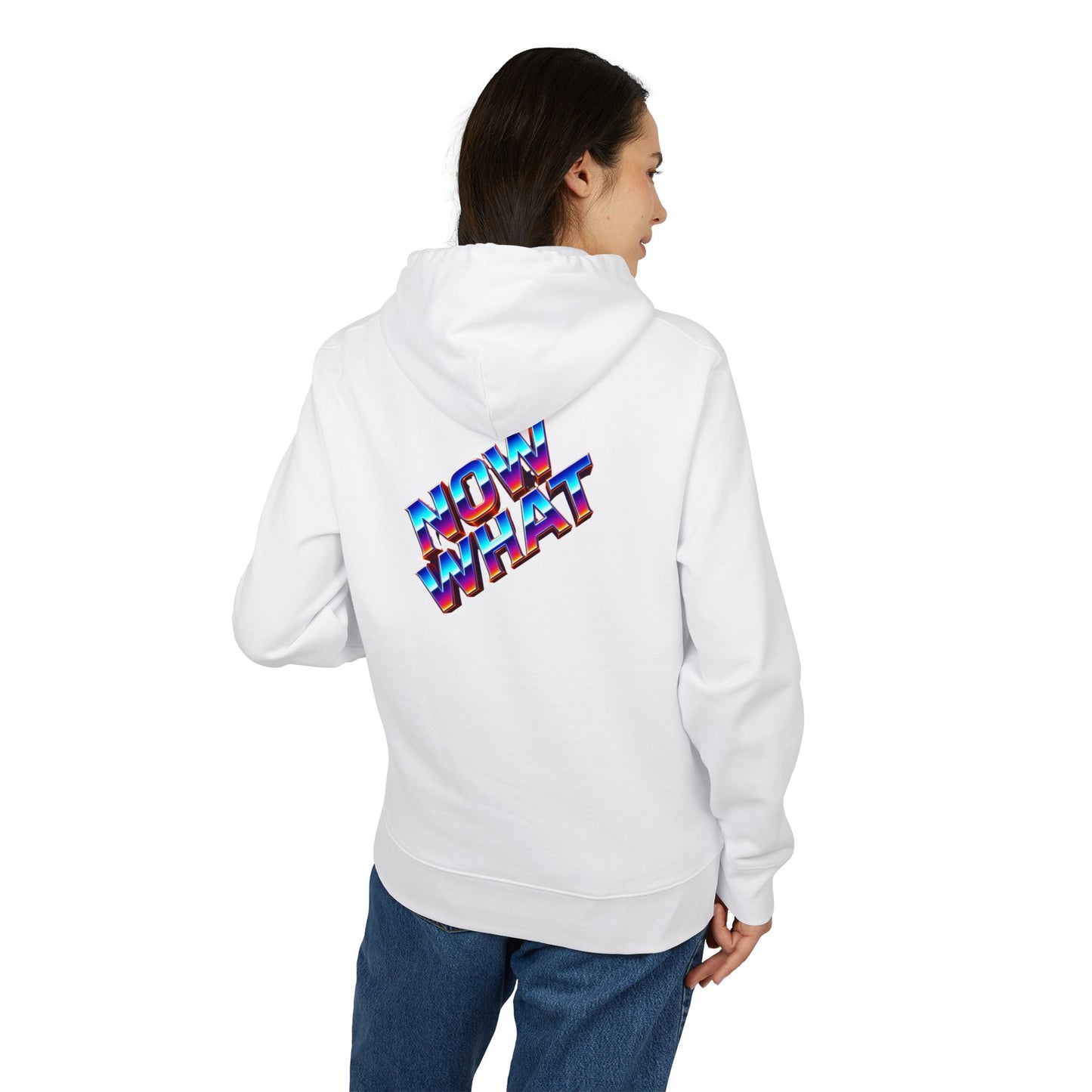 Now What Hoodie — Retro 3D Text Graphic Pullover