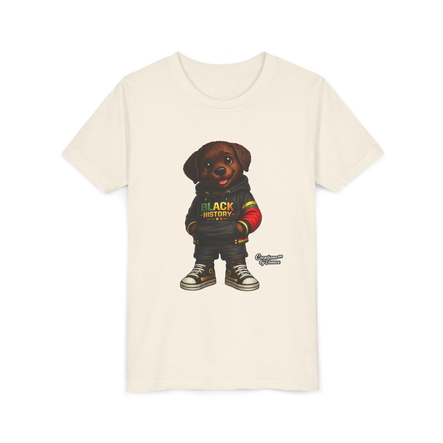 Youth Tee — Cute Puppy 'Black History' Graphic Shirt