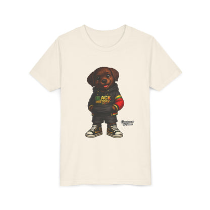 Youth Tee — Cute Puppy 'Black History' Graphic Shirt