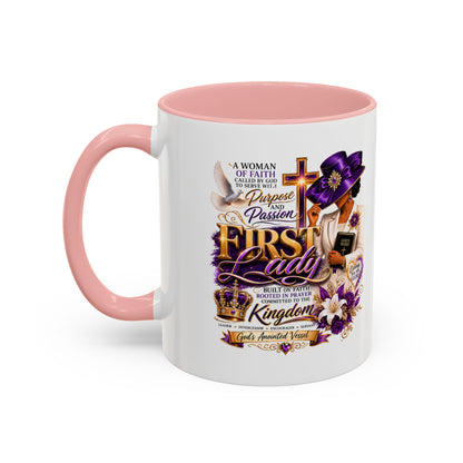 First Lady of Faith Accent Coffee Mug — Inspirational Christian Gift (11/15oz)