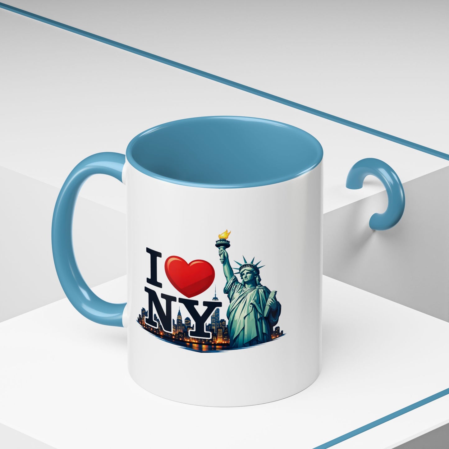 I  NY Statue of Liberty Accent Coffee Mug – New York City Souvenir (11/15 oz)
