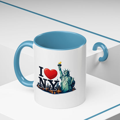 I  NY Statue of Liberty Accent Coffee Mug – New York City Souvenir (11/15 oz)