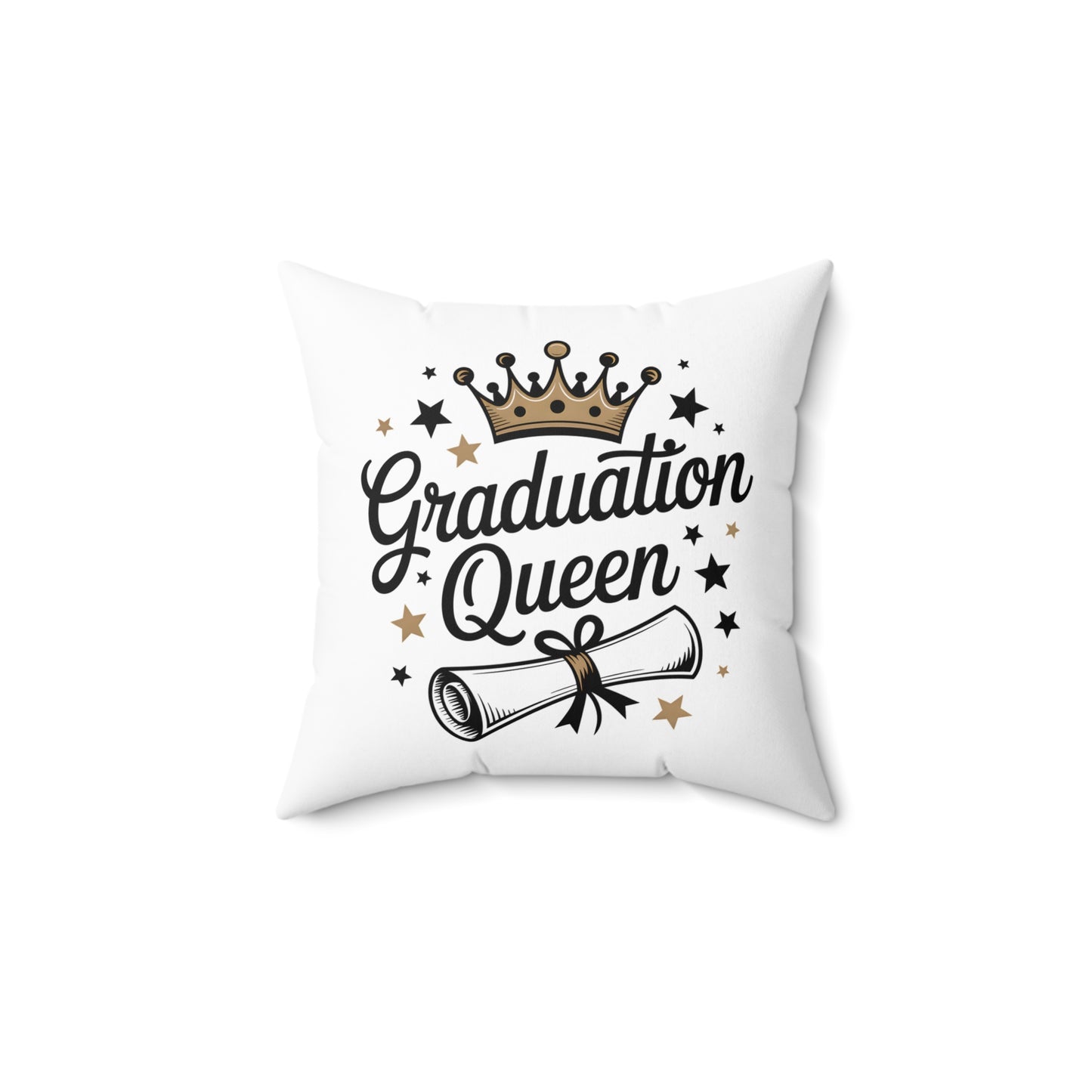 Graduation Queen Throw Pillow — Crown & Diploma Decorative Cushion for Grad Gifts