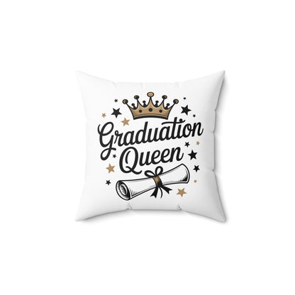 Graduation Queen Throw Pillow — Crown & Diploma Decorative Cushion for Grad Gifts