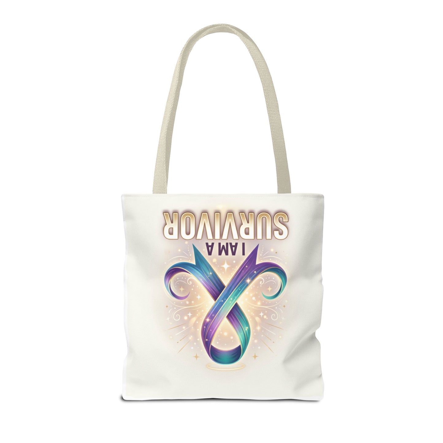 Survivor Ribbon Tote Bag - "I Am a Survivor" Awareness Reusable Shopper