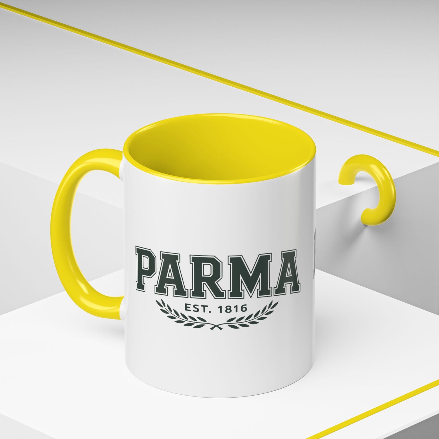 Parma Established 1816 Accent Coffee Mug — Vintage Collegiate Ceramic Coffee Cup