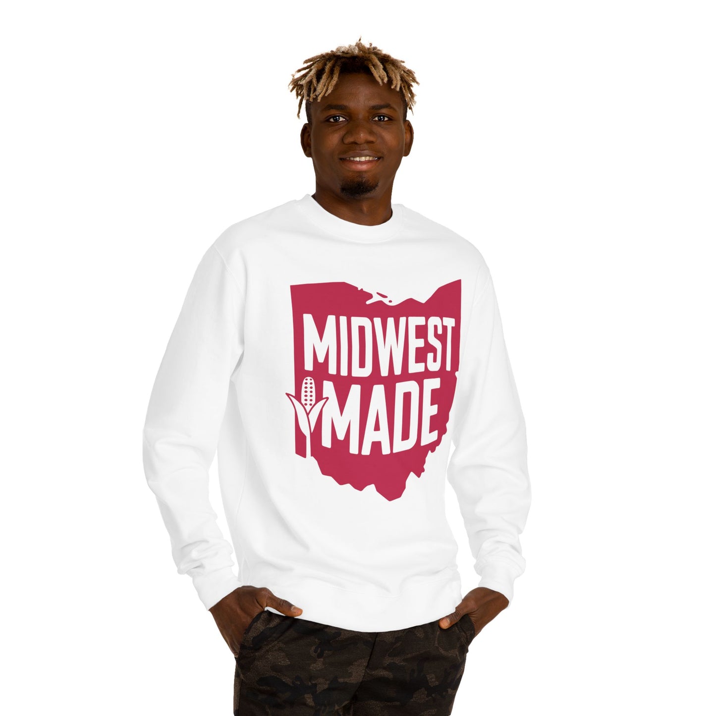 Midwest Made Sweatshirt — Ohio State Outline Corn Graphic Crewneck