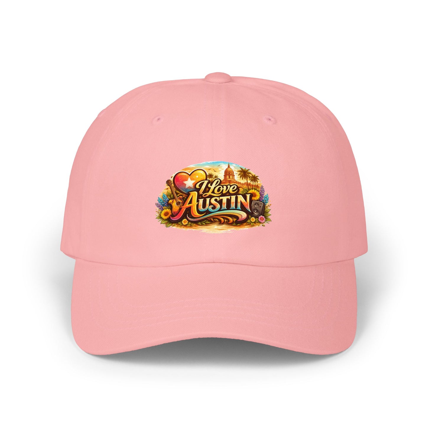 I Love Austin Dad Cap — Floral Heart City Pride Baseball Hat