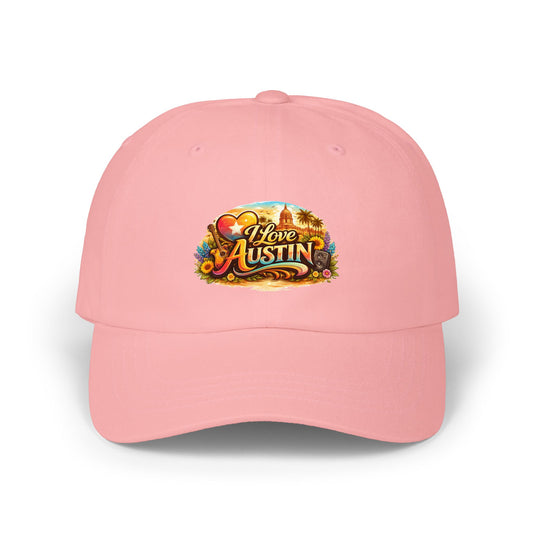 I Love Austin Dad Cap — Floral Heart City Pride Baseball Hat