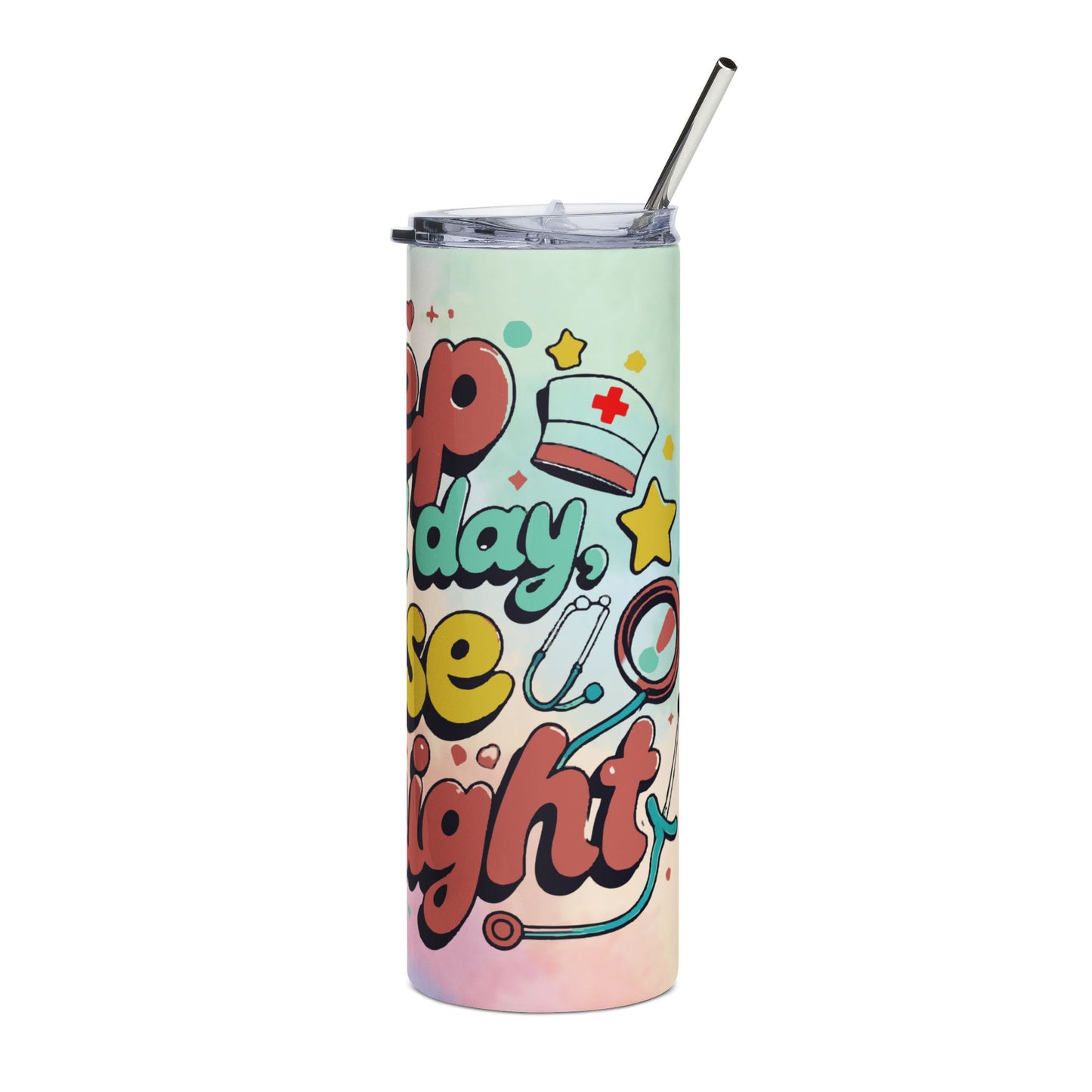 Nurse All Night 20oz Stainless Steel Tumbler — Cute Floral 'Sleep All Day, Nurse All Night' Travel Cup