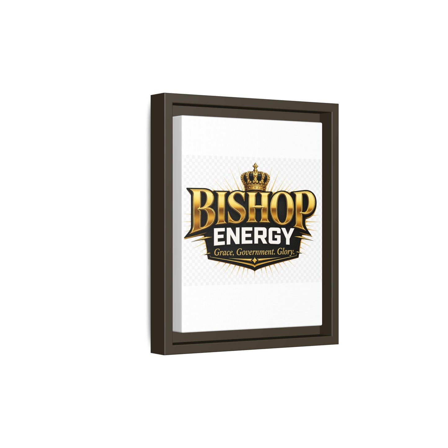 Framed Canvas Art - "Bishop Energy" Gold Crown Logo (Matte)