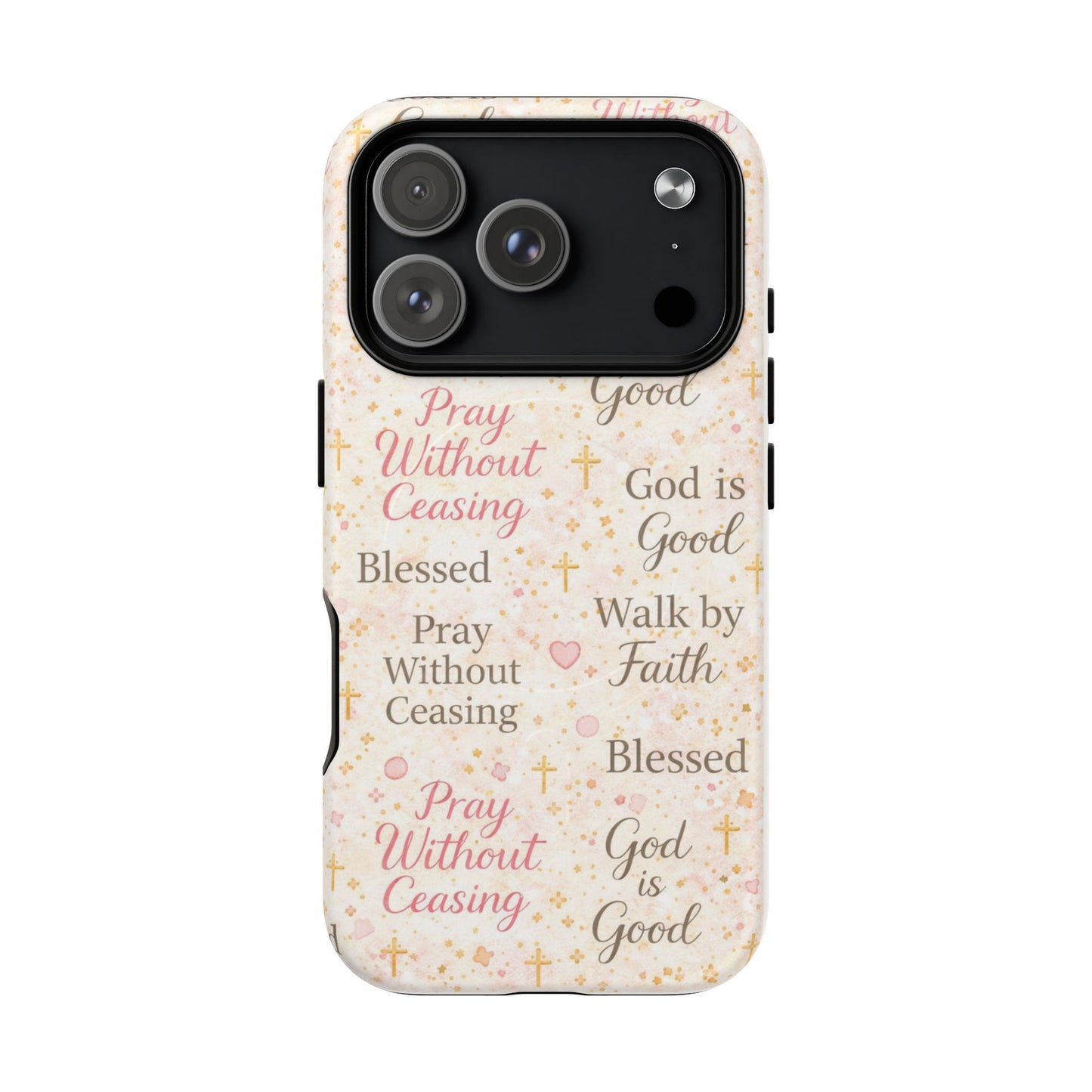 Christian Faith Magnetic Phone Case — "Pray Without Ceasing" Patterned Tough Case