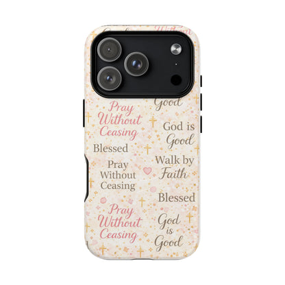 Christian Faith Magnetic Phone Case — "Pray Without Ceasing" Patterned Tough Case