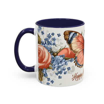 Mother's Day Butterfly Coffee Mug - 'Happy Mother's Day' Floral Accent Mug