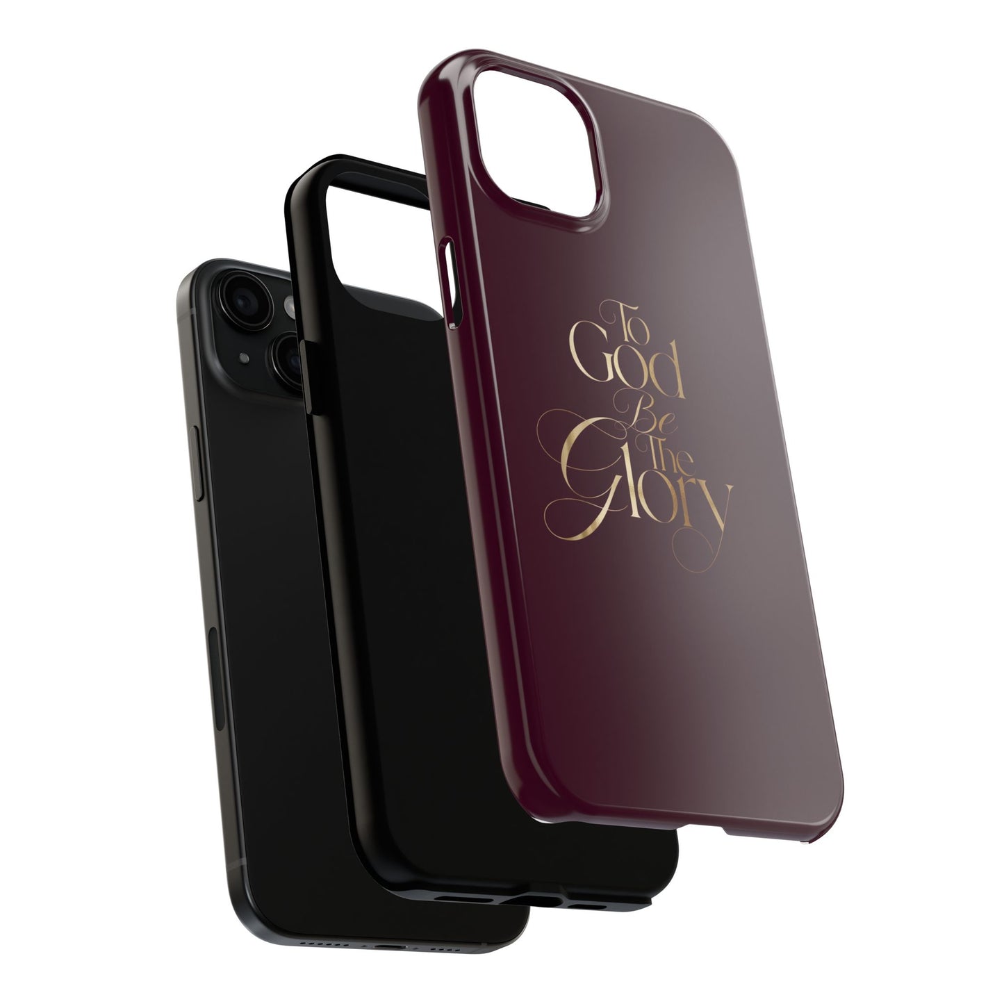 To God Be The Glory Tough Phone Case — Burgundy Gold Christian Scripture Cover