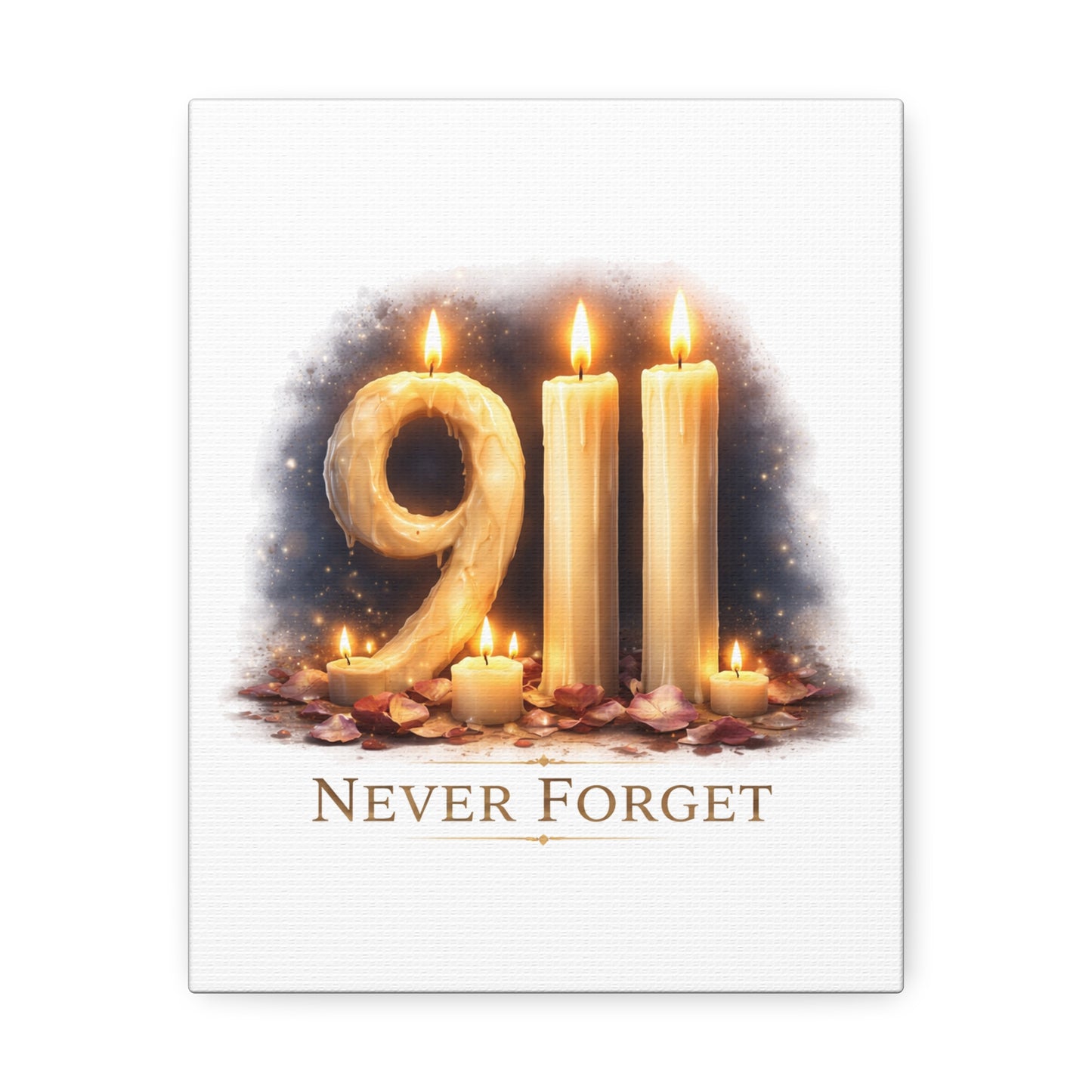9/11 Never Forget Candle Memorial Stretched Canvas