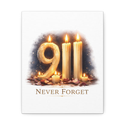 9/11 Never Forget Candle Memorial Stretched Canvas