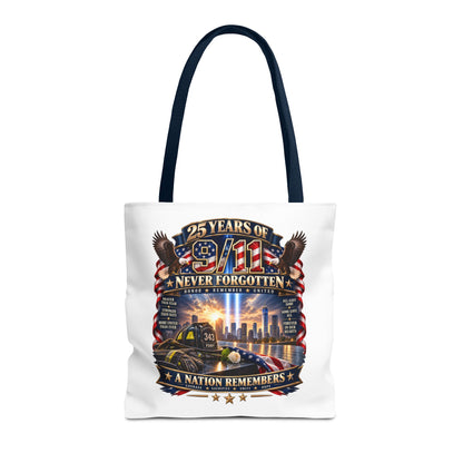 25 Years of 9/11 Never Forgotten Tote Bag – Memorial Tribute AOP