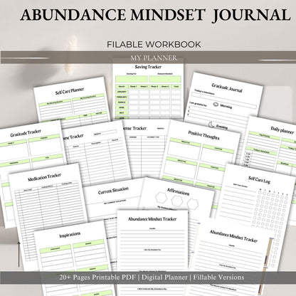Abundance Mindset Journal Printable | Positive Thinking & Manifestation Workbook