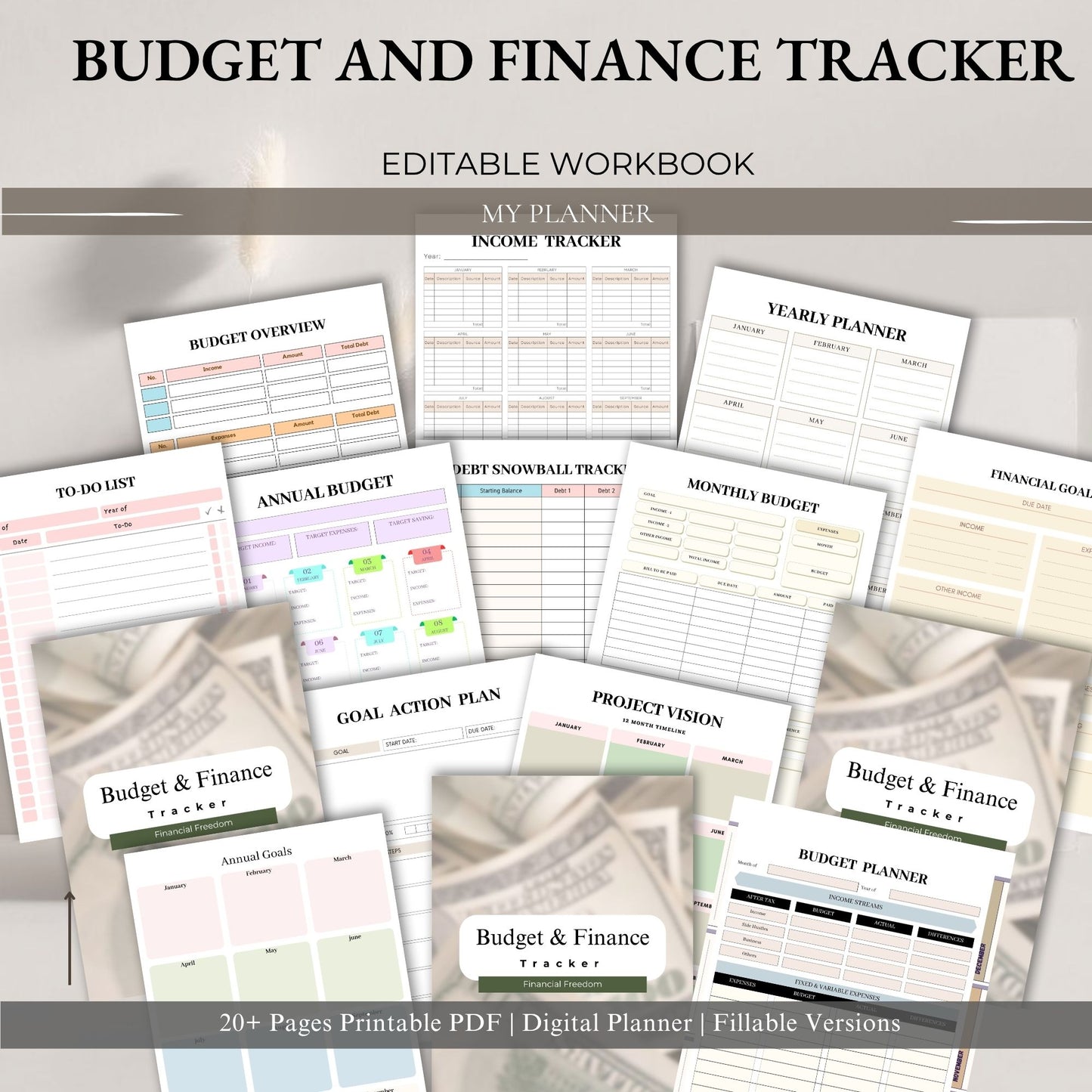 Budget & Finance Tracker Printable | Monthly Expense, Savings & Money Planner