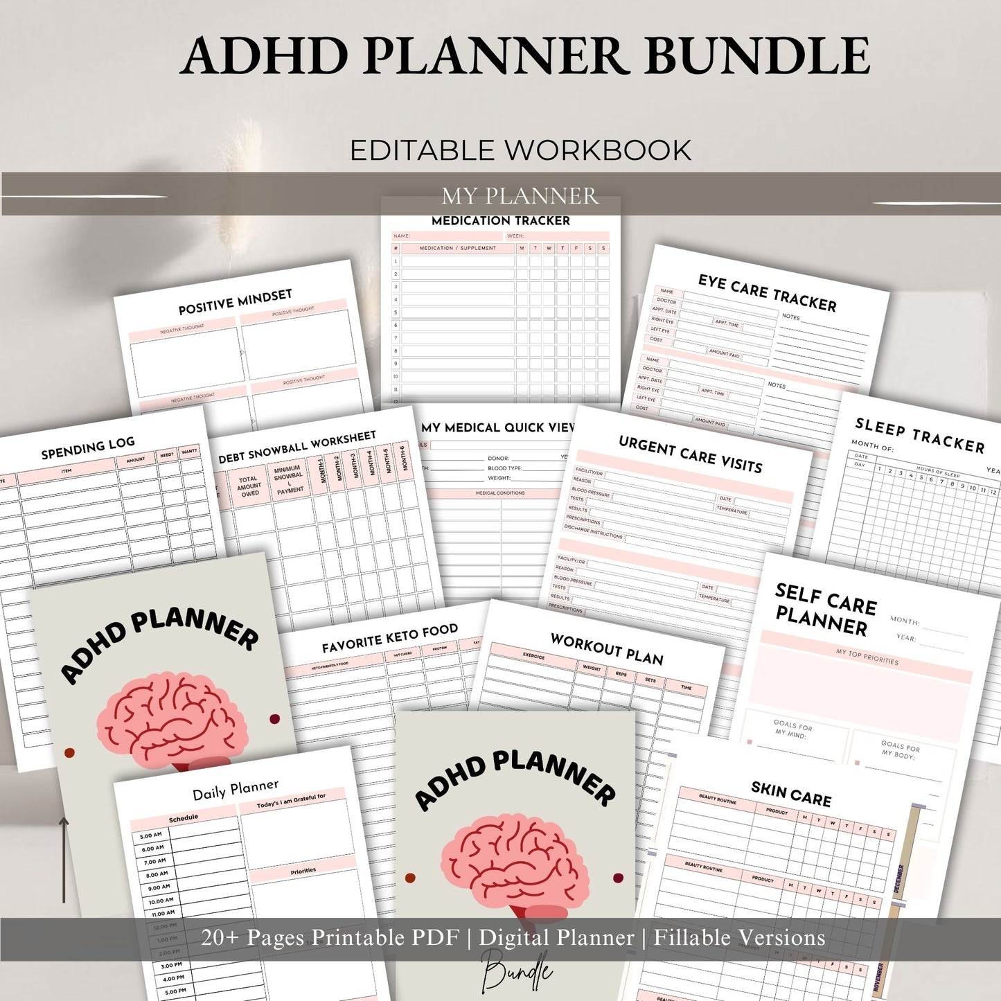 ADHD Planner Bundle | Focus & Productivity System | Daily, Weekly & Habit Planner for ADHD Adults & Students