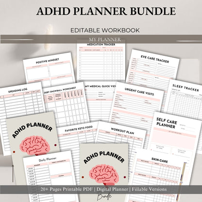 ADHD Planner Bundle | Focus & Productivity System | Daily, Weekly & Habit Planner for ADHD Adults & Students
