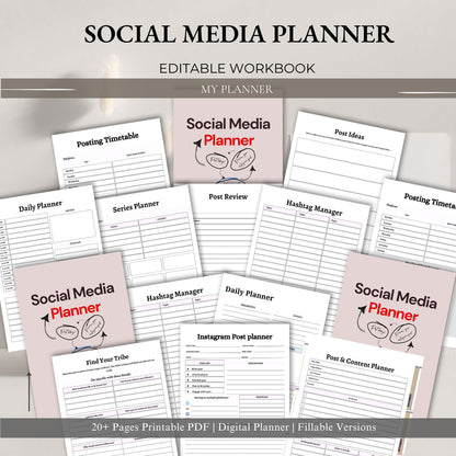 Social Media Planner | Content Planner & Strategy Tracker | Instagram & TikTok Planner | Marketing Planner Printable