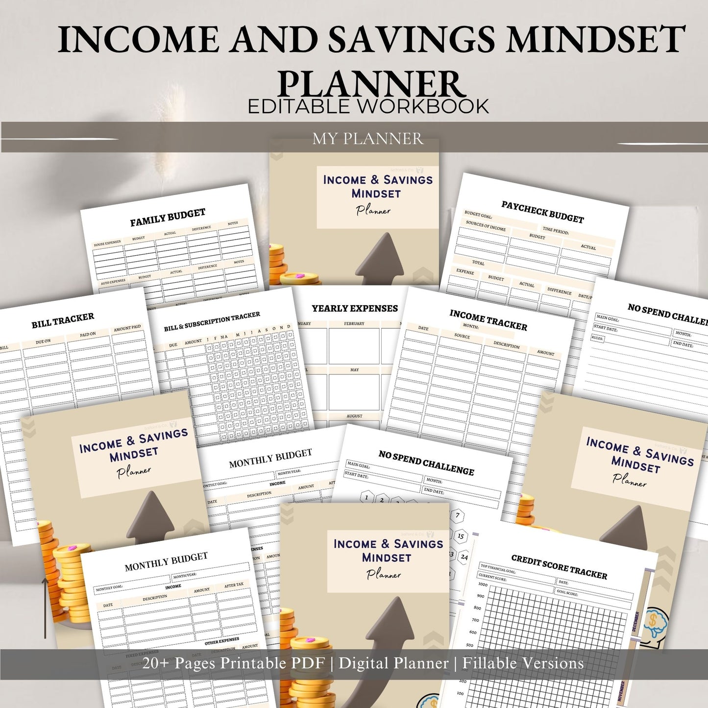 Income & Savings Mindset Planner | Money Mindset & Financial Growth Planner | Budget & Wealth Building Printable