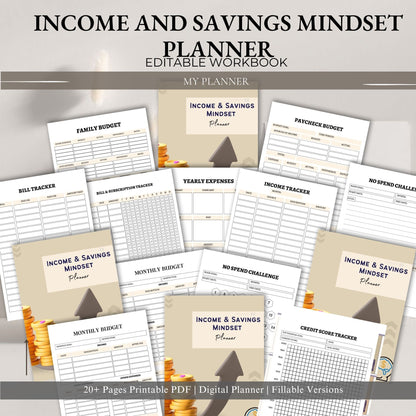 Income & Savings Mindset Planner | Money Mindset & Financial Growth Planner | Budget & Wealth Building Printable