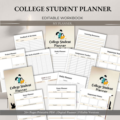 College Student Planner | Academic Success Planner | Assignment & Study Tracker | University Productivity Planner PDF