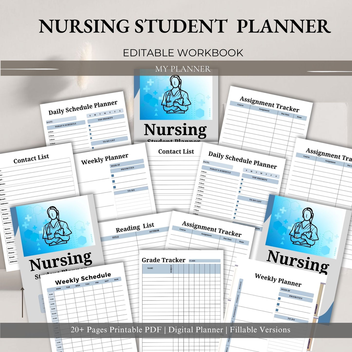 Nursing Student Planner | Nursing School Organizer | Clinical & Study Planner | Assignment Tracker for Nursing Students
