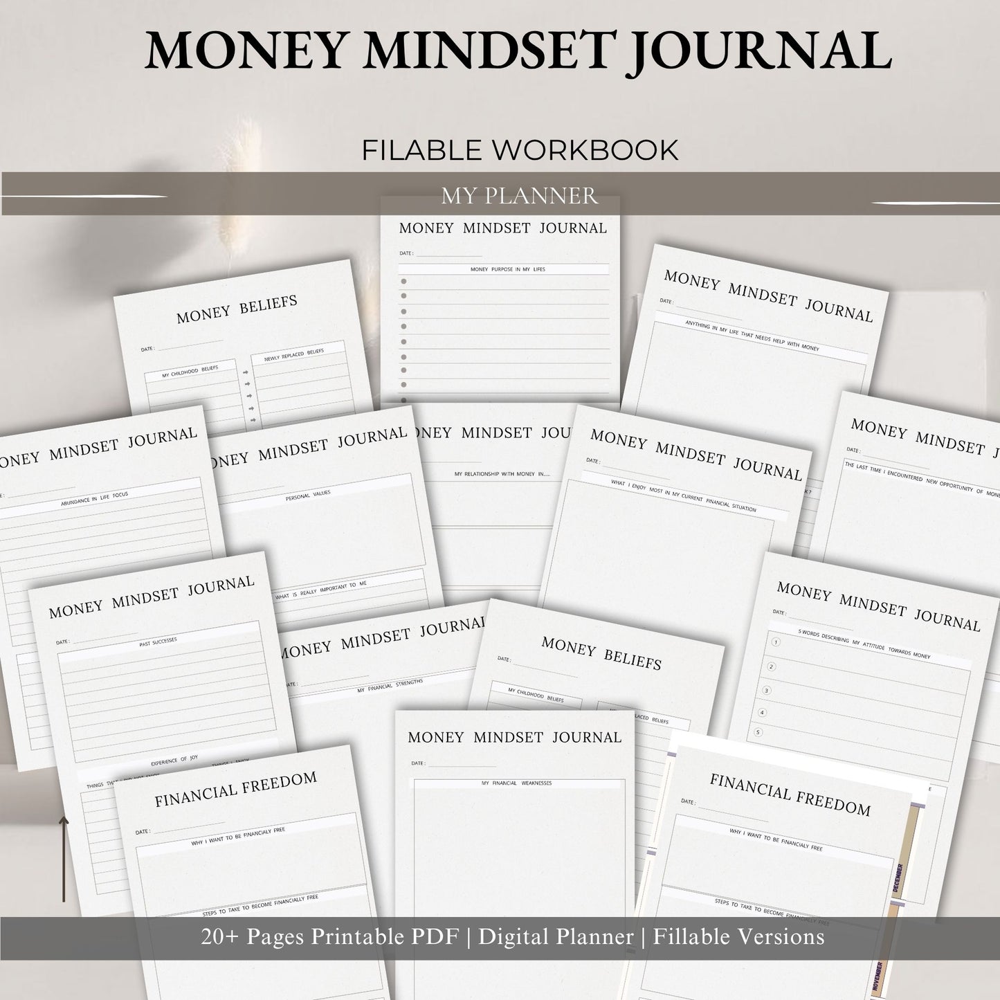 Money Mindset Journal Printable | Financial Growth, Abundance & Wealth Thinking Workbook