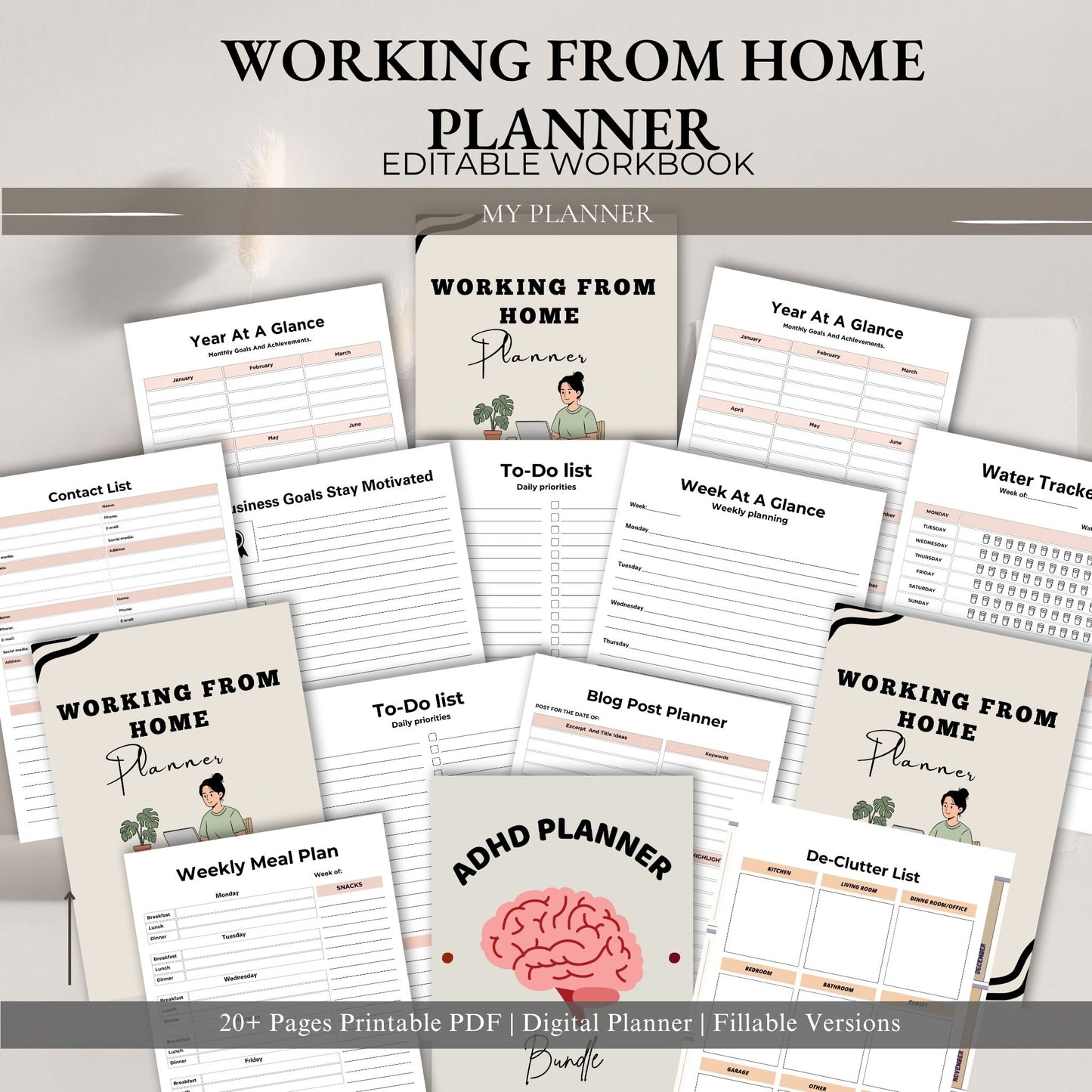 Work From Home Planner | Remote Work Productivity System | Daily Task & Focus Planner | Home Office Organizer PDF