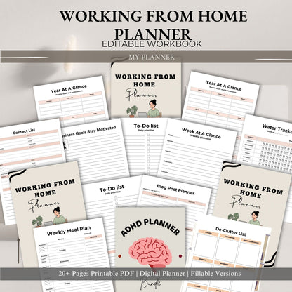 Work From Home Planner | Remote Work Productivity System | Daily Task & Focus Planner | Home Office Organizer PDF