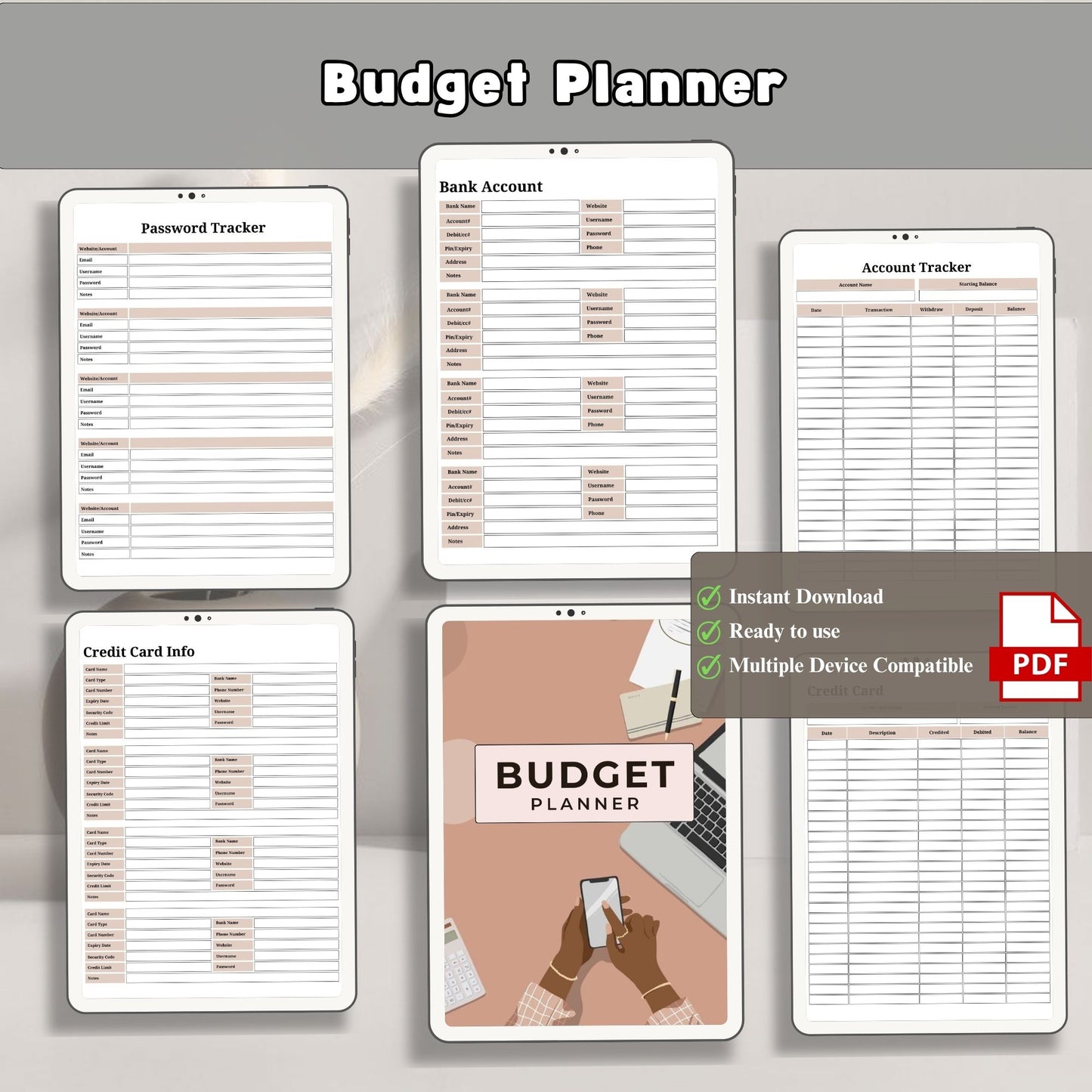 Budget Planner Printable | Monthly Budget Tracker | Personal Finance Planner | Expense Tracker PDF | Money Management Planner
