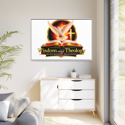 Framed Canvas Print — "Wisdom and Theology" Dove & Bible Wall Art