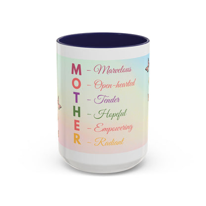 Mother Acronym Coffee Mug — Pastel Butterflies Mother Definition Gift (11/15oz)