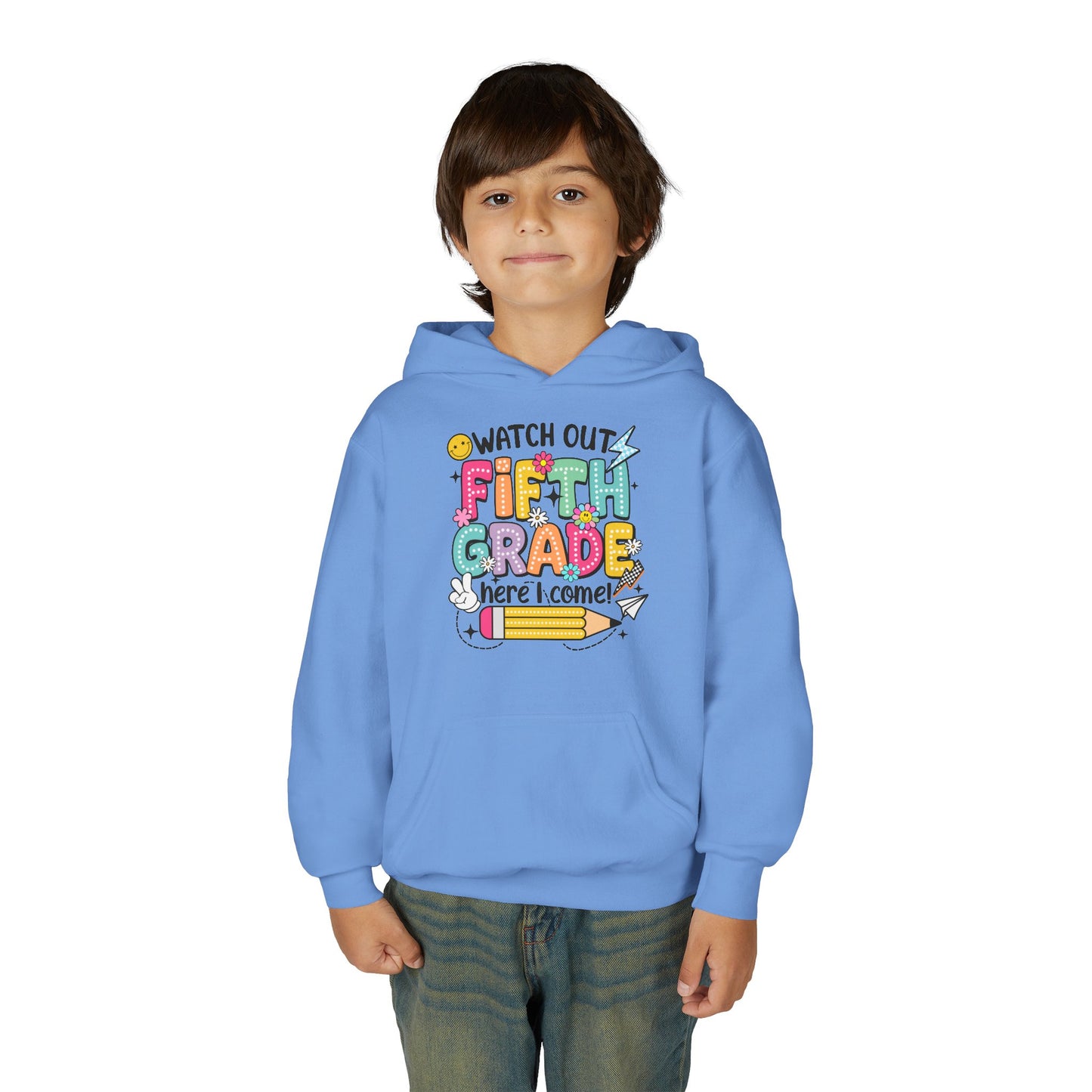 Fifth Grade Hoodie - "Watch Out Fifth Grade Here I Come" Kids Back to School Sweatshirt