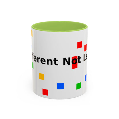 Accent Coffee Mug — 'Different Not Less' Pride-Inclusive Color Block Design (11/15oz)