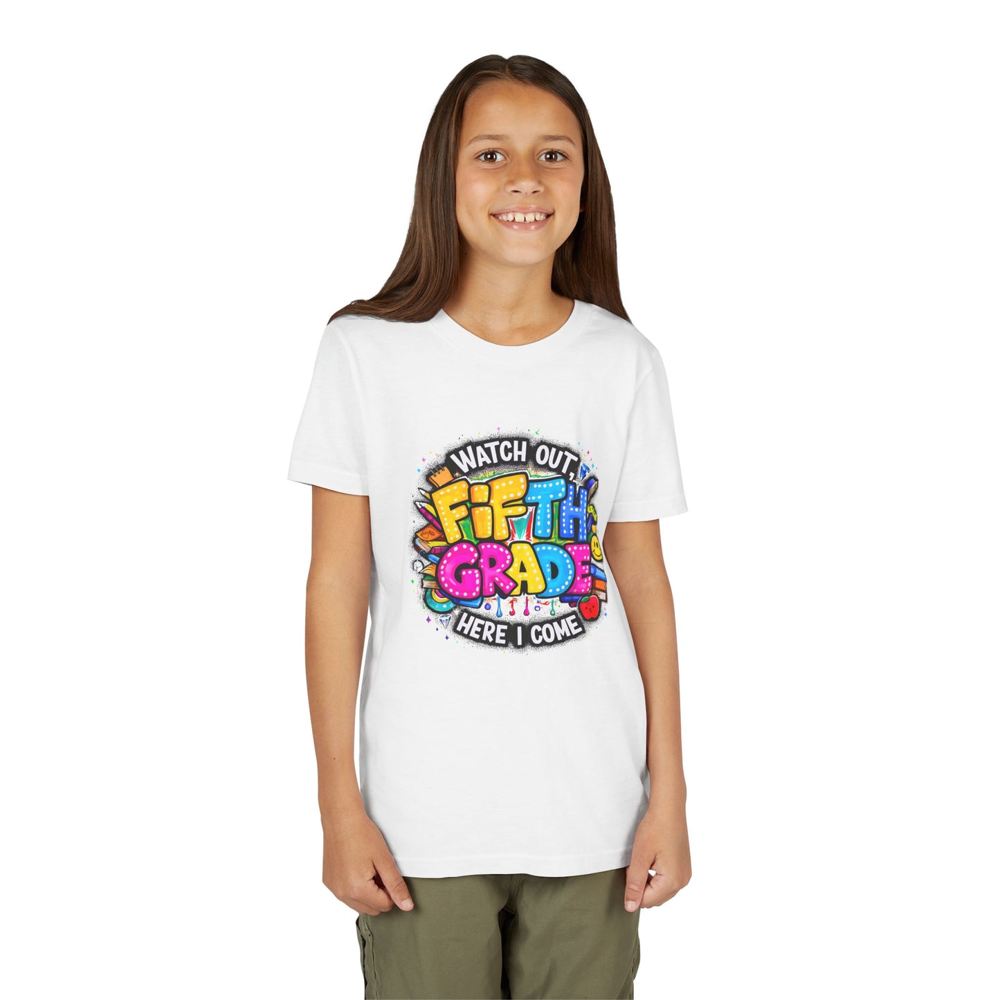 Fifth Grade T‑Shirt for Kids - "Watch Out Fifth Grade Here I Come" Back-to-School Tee