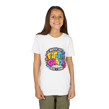 Fifth Grade T‑Shirt for Kids - "Watch Out Fifth Grade Here I Come" Back-to-School Tee