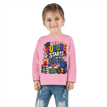 Toddler Long Sleeve Tee - "Future Starts Here" Back-to-School Shirt
