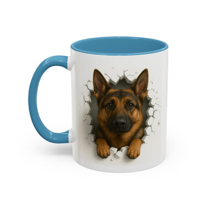 German Shepherd Coffee Mug — "Peek-a-Buddy" Accent Dog Mug (11/15oz)