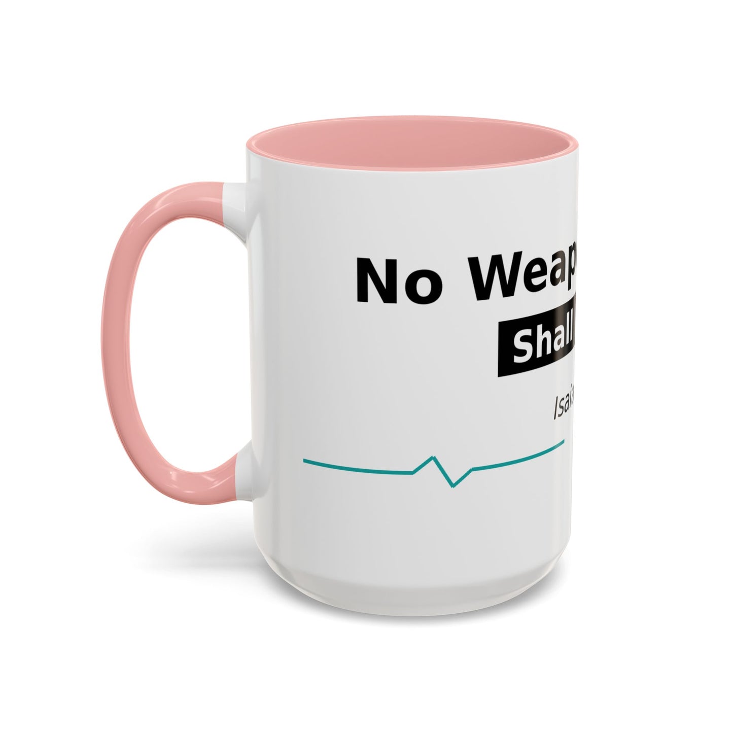 Accent Coffee Mug — "No Weapon Formed Shall Prosper" Isaiah 54:17 Inspirational Christian Mug